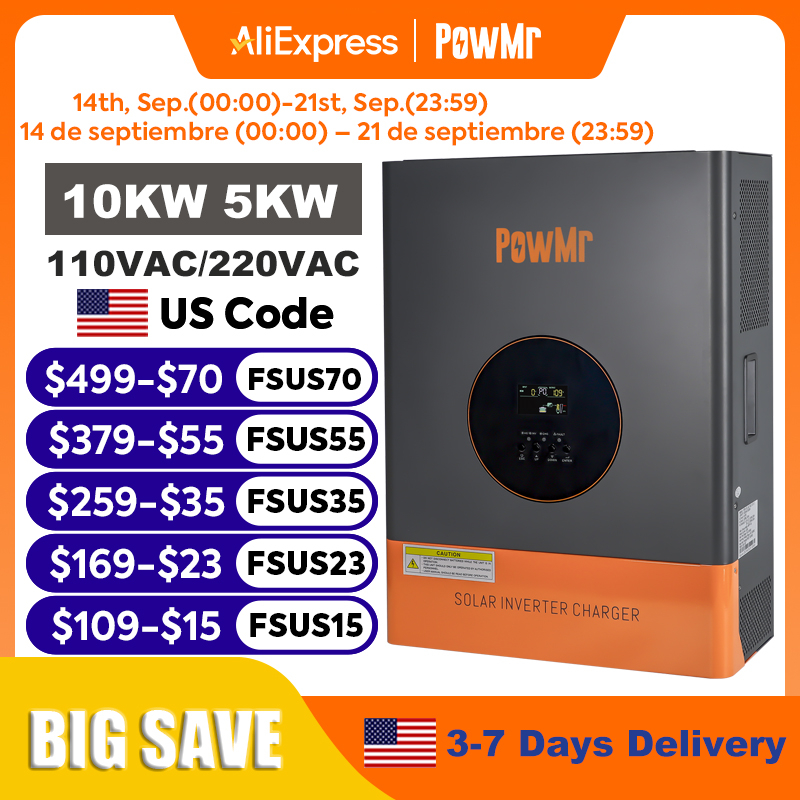PowMr 10KW 5KW Bölünmüş Fazlı  - Split Phase Inverter 10Kw 110V 220V incelemesi ve fiyatı