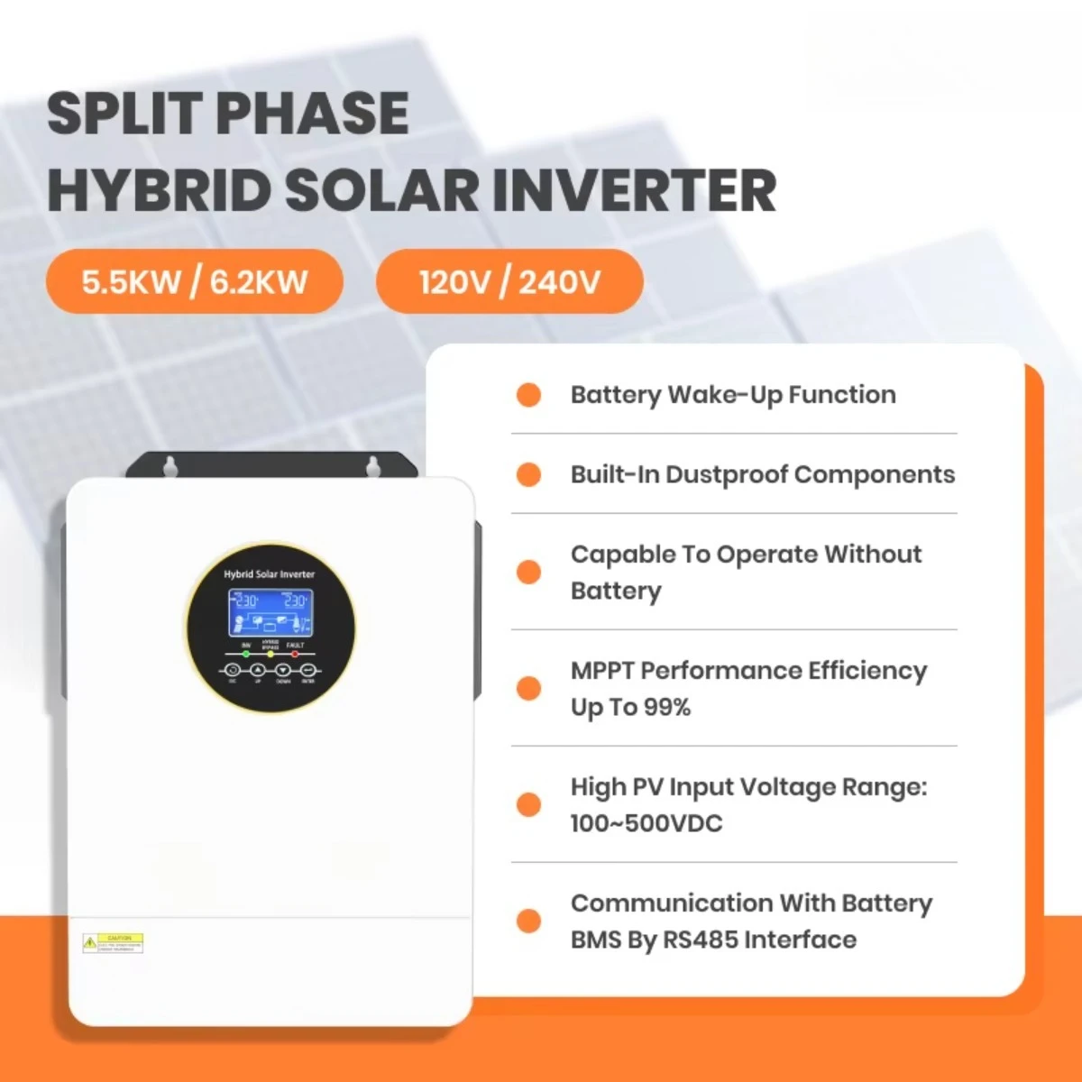 3Kw 4Kw 5000W 5.5Kw 6Kw 6200 F - Hybrid Solar Inverter 5.5Kw Mppt 48V incelemesi ve fiyatı